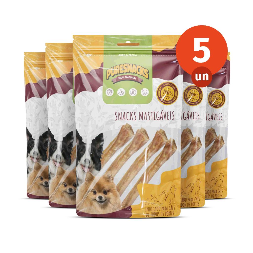 Kit Mordedor Petisco Palitos Bites Bovino 100% Natural 20 Unidades para Cães PureSnacks 60g em Oferta na Shopee