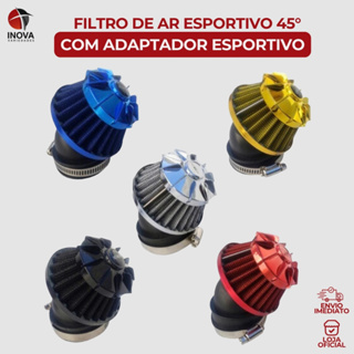 Filtro De Ar Esportivo Moto 45 Graus Com Adaptador Universal em Oferta na Shopee