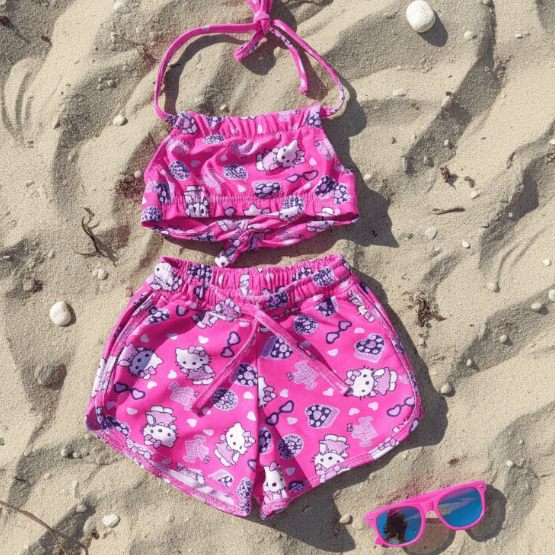 Biquíni Criança, Biquíni Infantil Menina Conjunto Shortinho e Cropped
