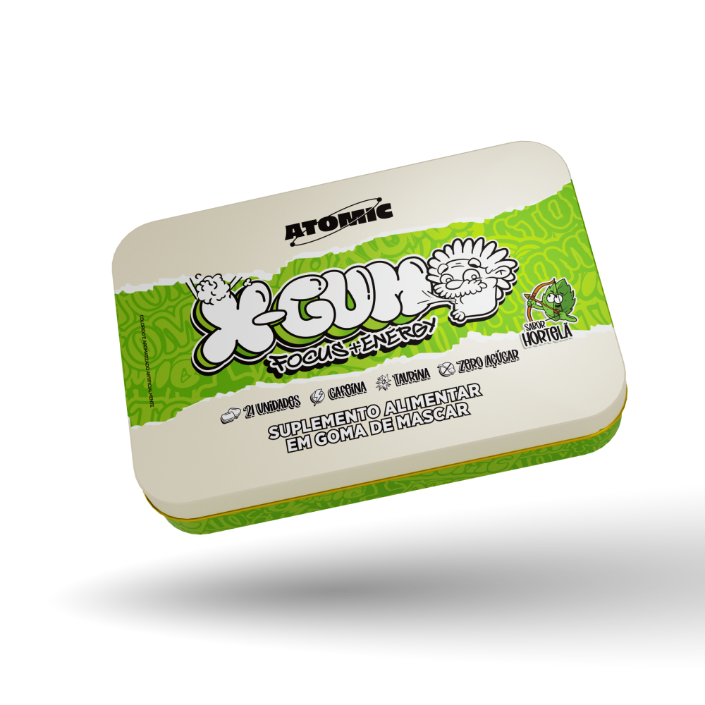 Chiclete Energético com Cafeína X-GUM Focus Energy Atomic Labs | 21 Gomas Sabor Hortelã