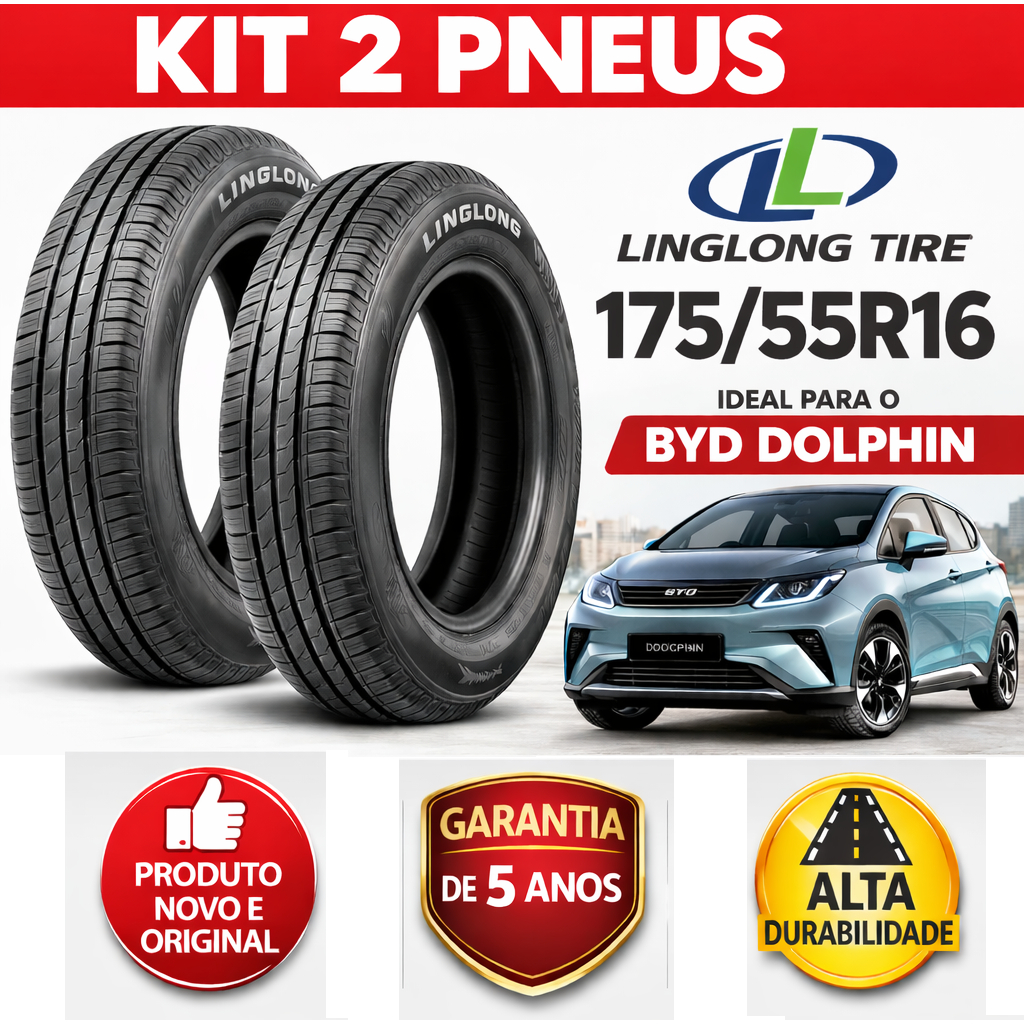 2 Pneus Linglong 175/55R16 EP100 p/ BYD Dolphin | Original + Alta Durabilidade