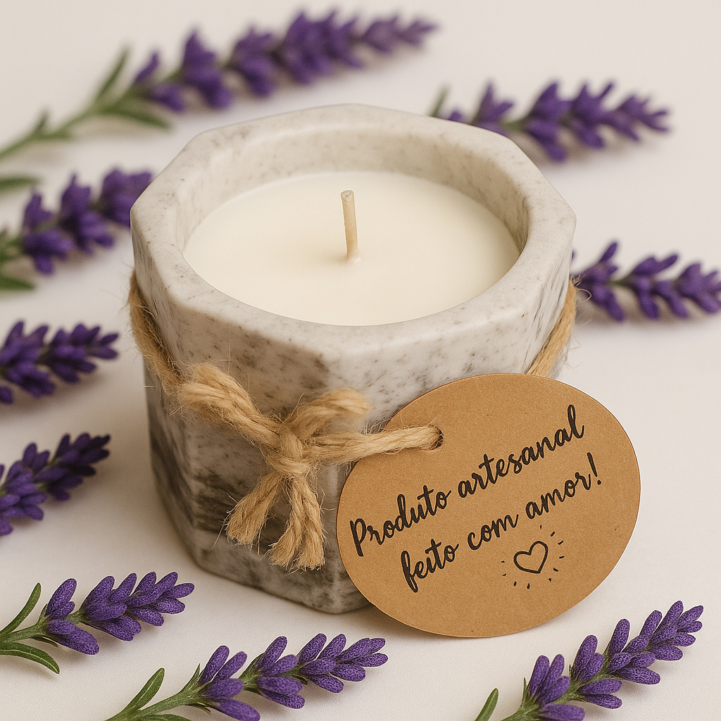 Imagem Vela Aromática 35g Perfumada Artesanal 100% Vegetal Premium Vaso de Cimento Vasinho Gesso
