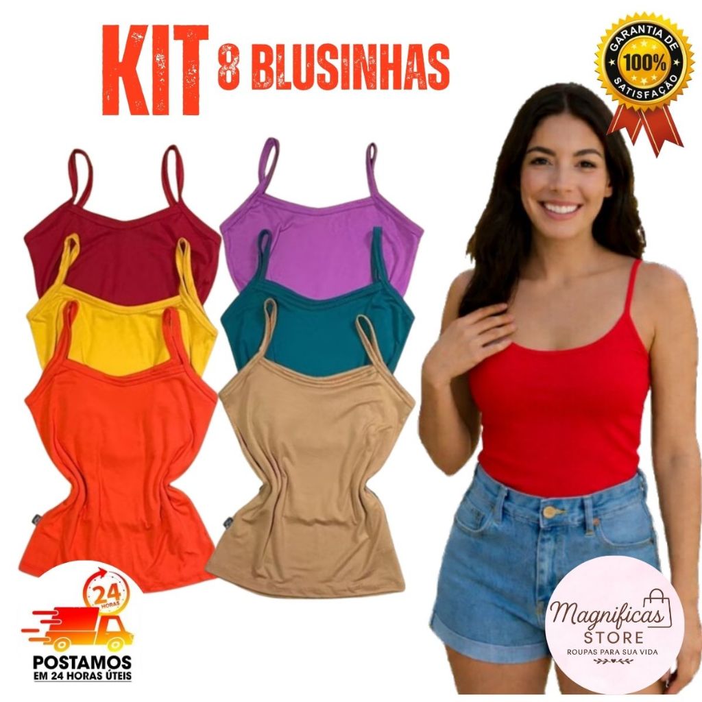 Kit Blusinhas Alcinha Suede 8 blusinhas confortavel e resistente blusinhas dia a dia premium