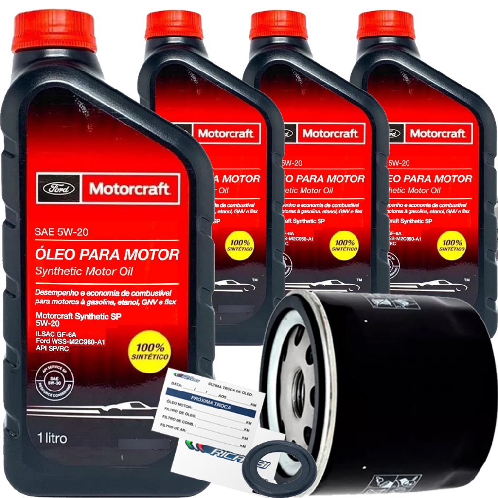Kit 4 Litros De Oleo 5w20 Motorcraft E Filtro De Oleo Para Ford Ecosport Focus Ka 3 Cilindros