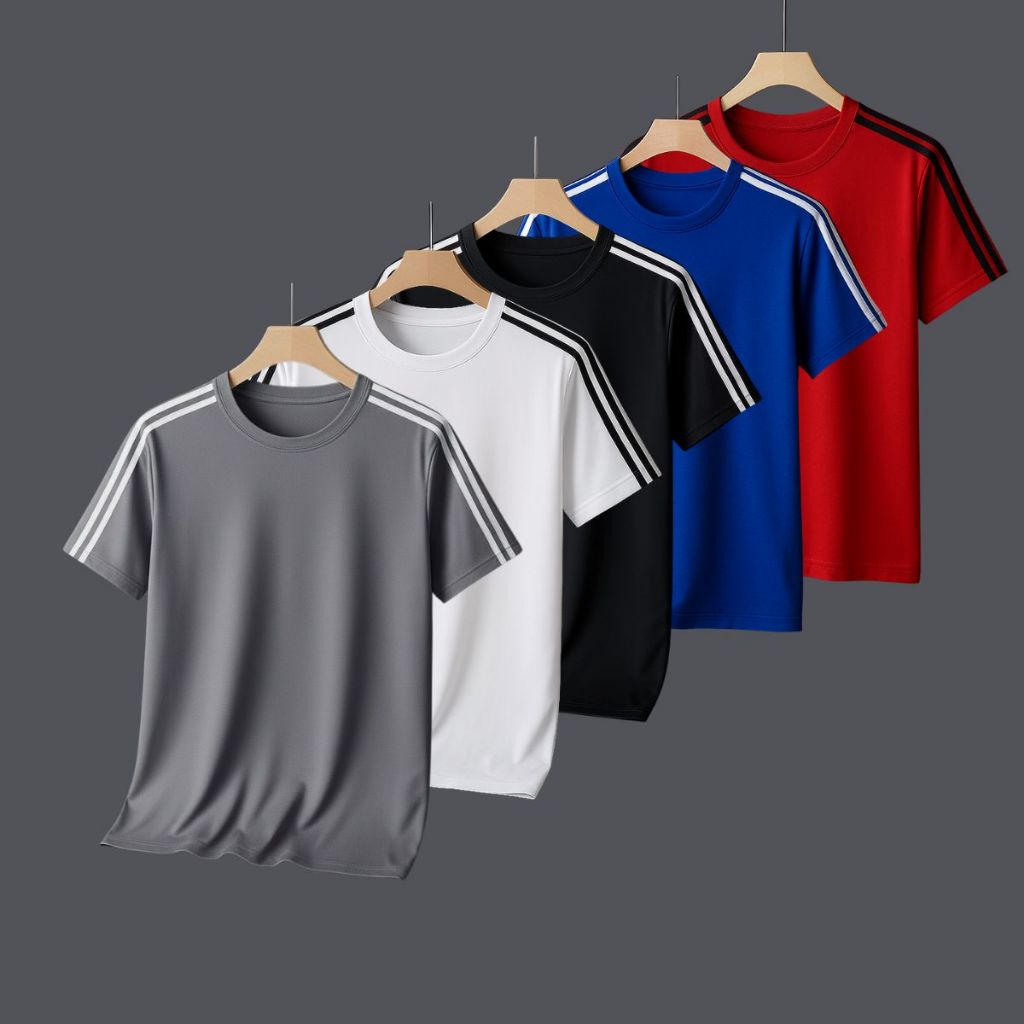 Kit 5 Camisetas Camisas Dry Fit Tecido Leve Masculina - Casual - Treino - Academia - Esportes-Festa
