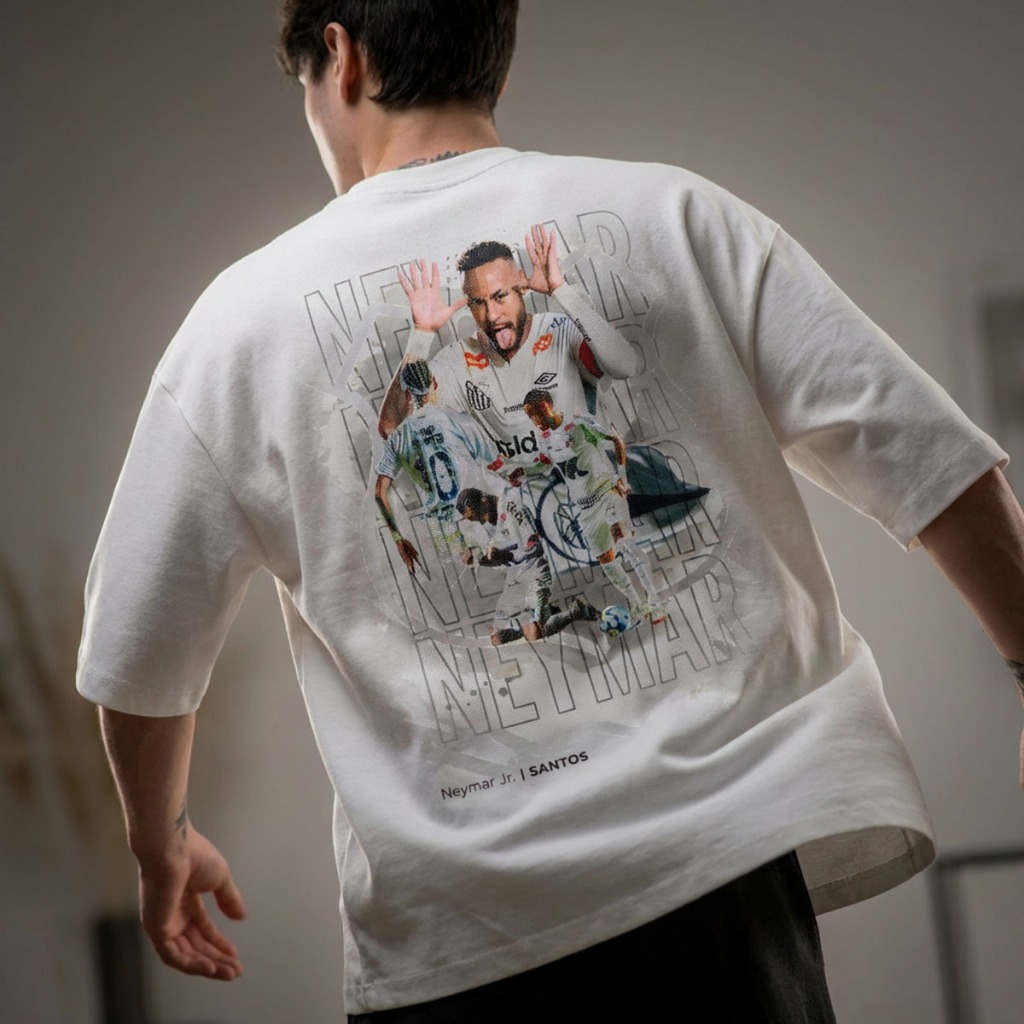 Camiseta Neymar Jr Masculina Estampa Grande Futebol Camiseta Oversized