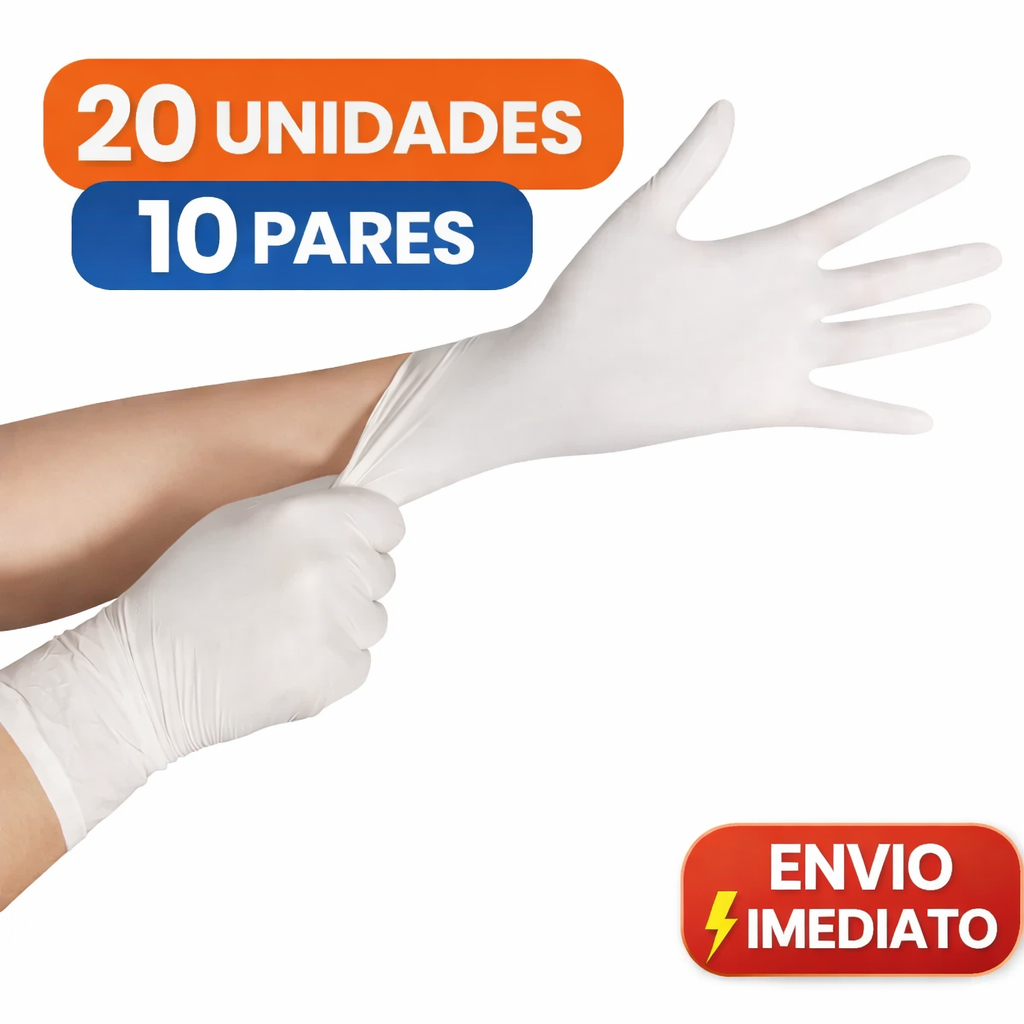 Luva Branca Descartável Luva Vinil Com pó Kit 20 unidades Luva branca Multiuso Talge