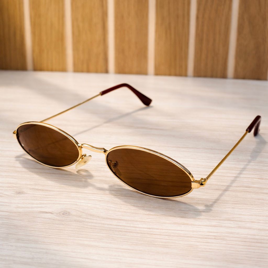 Óculos De Sol De Sol Retrô / Pequeno / Vintage / Com Armação Oval Para Masculino E Mulheres cor marrom