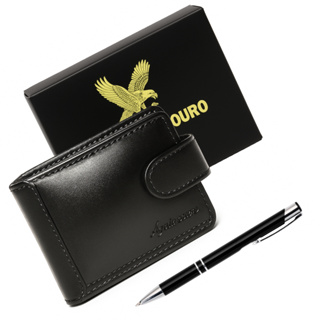 Carteira Masculina Couro 100% Legítimo Original Com Fecho Preta em Oferta na Shopee