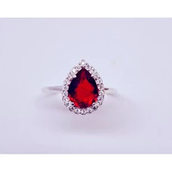 Anel de Prata 925 Solitário Feminino Prata 925 Legítima Anel Gota Pedra Zircônia