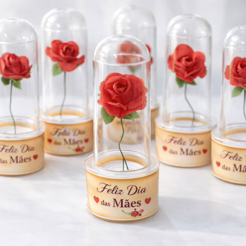 Kit 20 Lembrancinhas Dia das Mães Rosa Encantada na Cúpula | Presente Delicado para Mãe em Oferta na Shopee