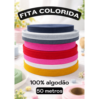 Fitas de Algodão Coloridas e Pretas – Qualidade Premium | Rolos com 50 metros em Oferta na Shopee
