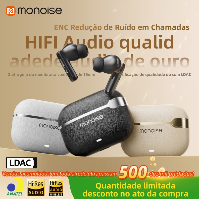 Fone de Ouvido monoise Buds M12 Sem Fio Bluetooth 5.4, Modo Baixa Latência, Certificado IPX6, até 42 Horas de Bateria