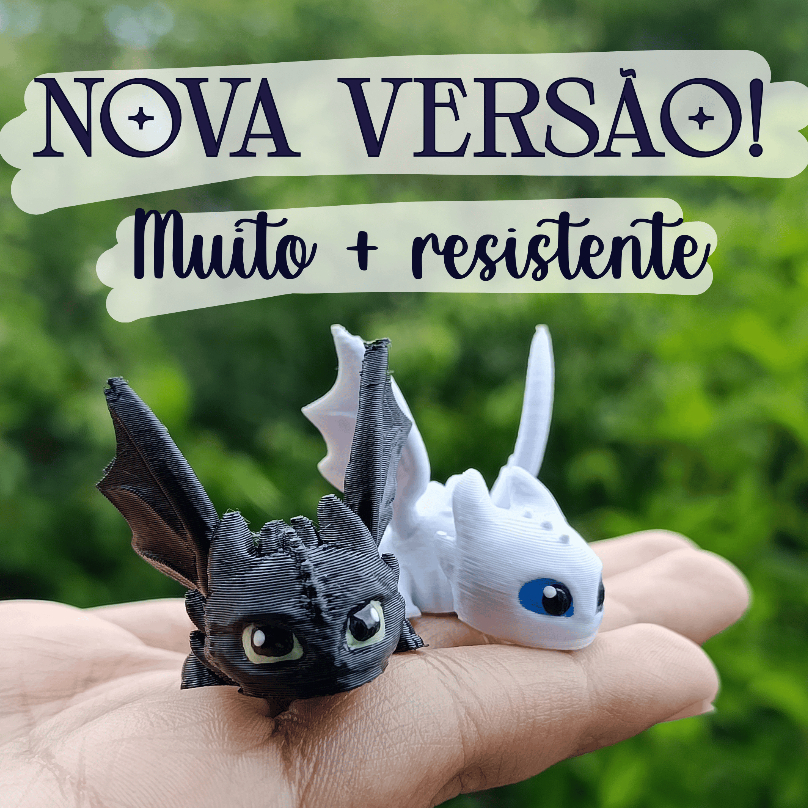 Chaveiro dragão 3D articulado e tricô - Banguela / Fúria da Noite e Fúria da Luz | Como treinar o seu dragão | Casal