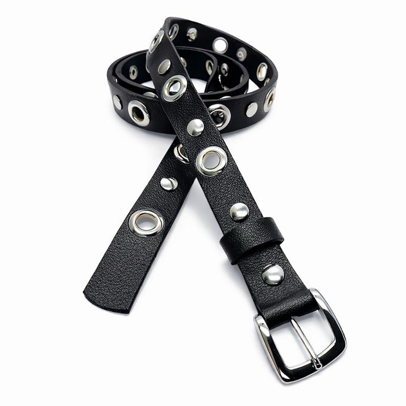 Cintos Femininos Fino Largura 2.0cm Punk Rock Couro Sintético Com Ilhós 45 + Rebite - Luana em Oferta na Shopee
