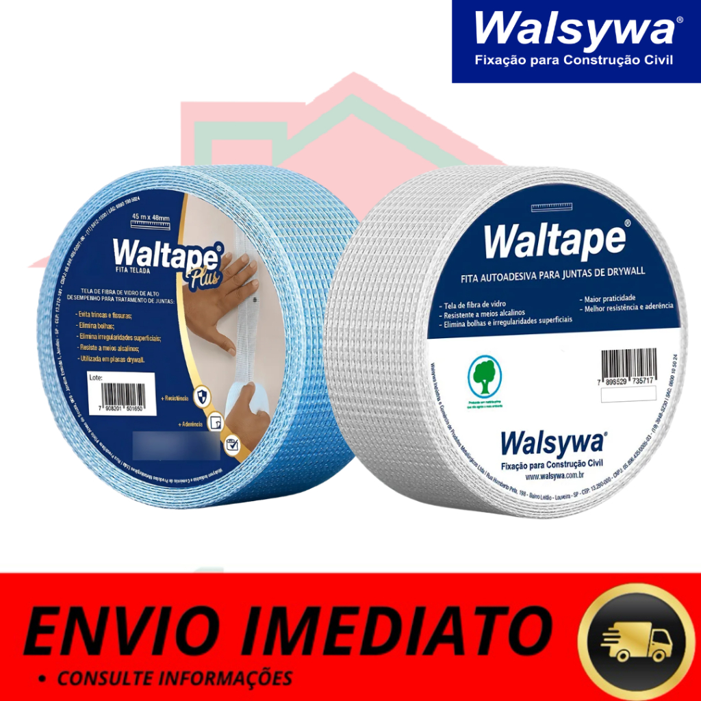 Fita Telada para Drywall, Isopor, Gesso Plus 45M e 90 M X 48MM - Walsywa