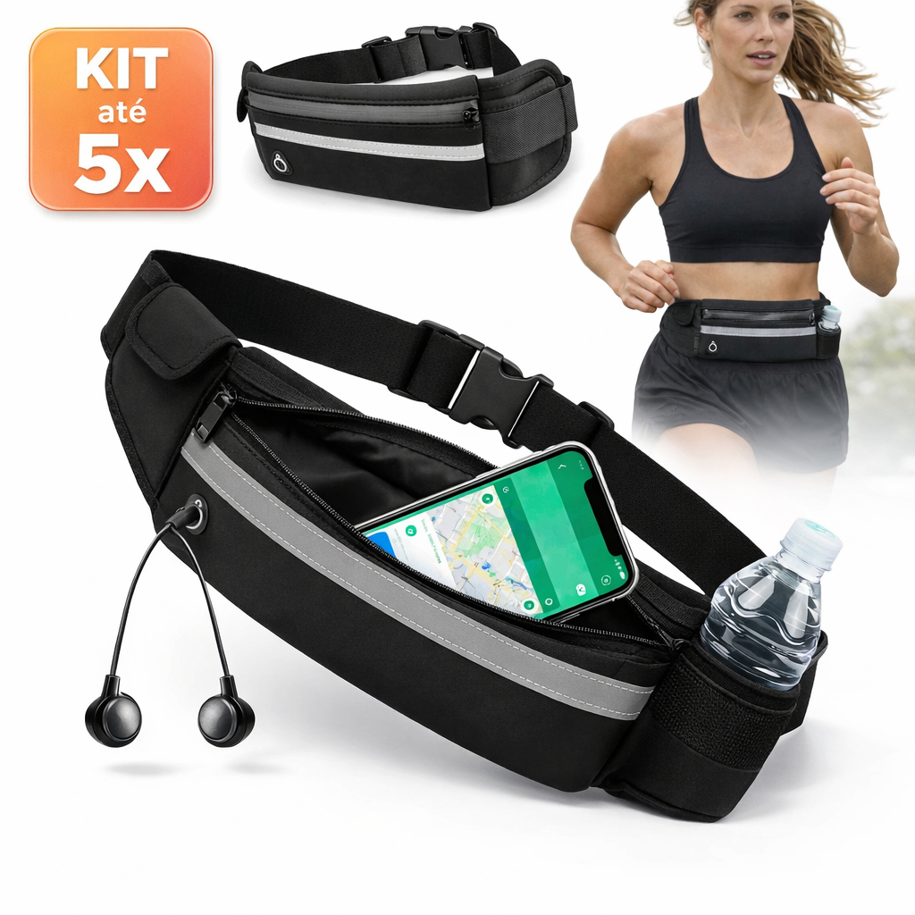 Kit 5 Pochete Esportiva Corrida Impermeável ou 3 e 1 Unidade Slim Porta Celular e Agua Refletiva Ajustável Academia Bike em Oferta na Shopee