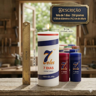 kit c/ 12 Velas de 7 dias 250 g Branca ou Colorida Parafina Pura em Oferta na Shopee