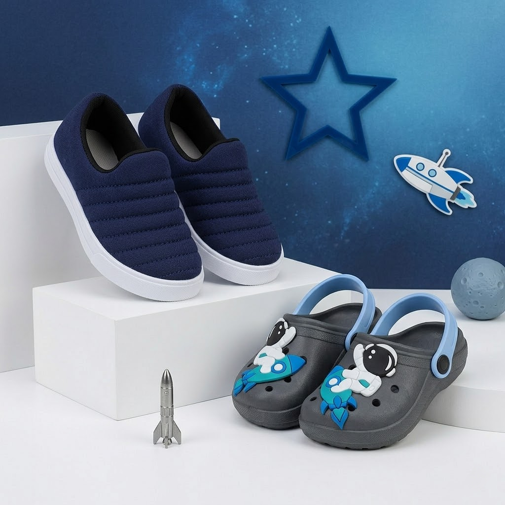 Kit Tênis Infantil Menino Calce Facil+Sandália Masculina Infantil Leve e Macia