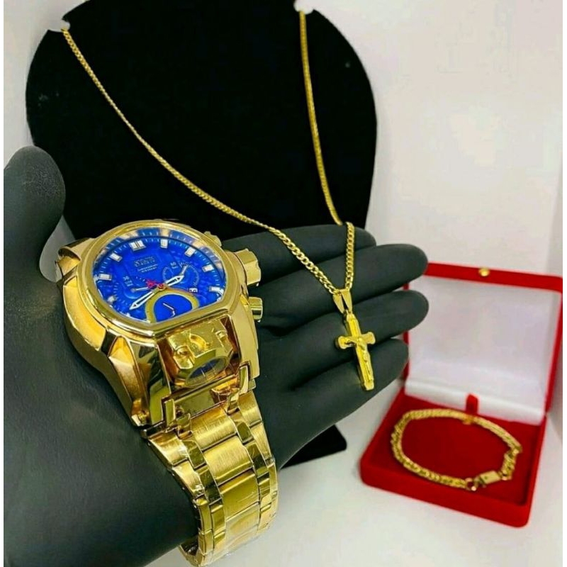 Relógio invicta Zeus magnum o kit completo com colar e pulseira