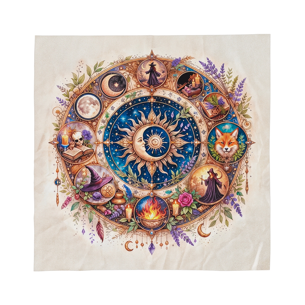 Toalha de altar da bruxa para Jogo de Tarot ou búzios  75x75 cm