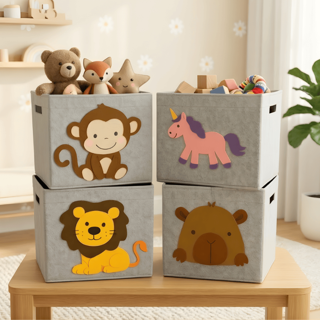 Cesto Organizador Dobrável Brinquedos Multiuso Infantil Roupa Suja Tecido Dobrável Quadrado Feltro em Oferta na Shopee