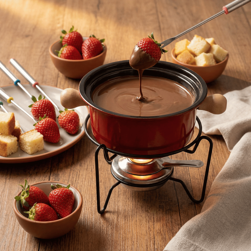 Kit Fondue Chocolate Queijo Completo 10 Peças Aparelho Fondue  Garfos 6 Pessoas Envio Imediato