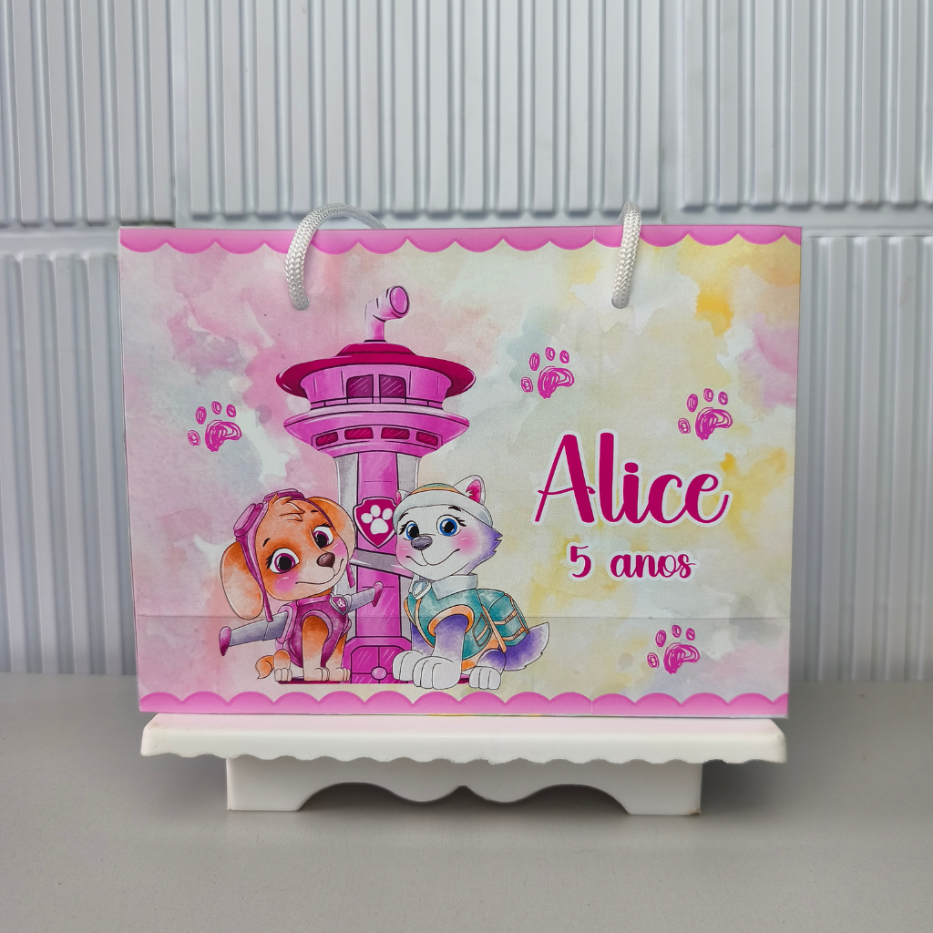 SACOLINHA PERSONALIZADA PEGUE E MONTE SKYE MENINA Lembrancinha Festa infantil sacolinha surpresa
