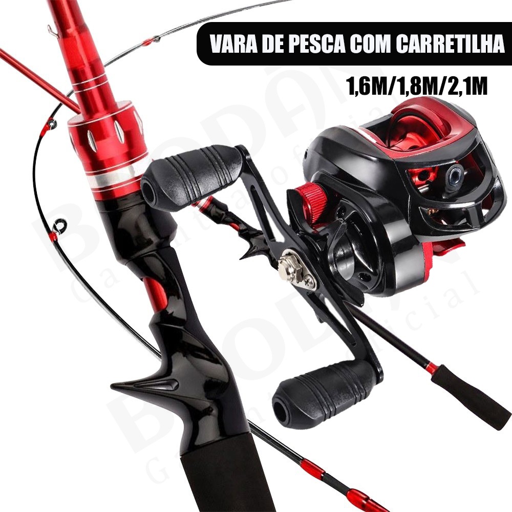 Cana De Pesca De 1,6 M/1,8 M/2,1 M E Carretel De Pesca Metálico 7,2:1 Resistente E Durável