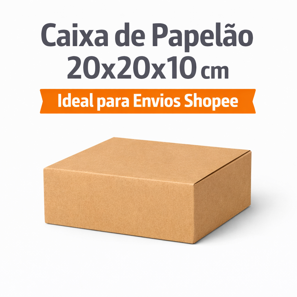 Kit 100 Caixas de Papelão 20x20x10 para Correios – Sedex e PAC | Embalagem Reforçada para Envio