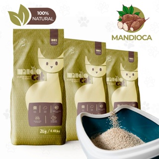 Areia de Gato Mandiocat Mandioca Grão Grossos Biodegradável 2 a 8 KG Descarta no Vaso Sanitário em Oferta na Shopee