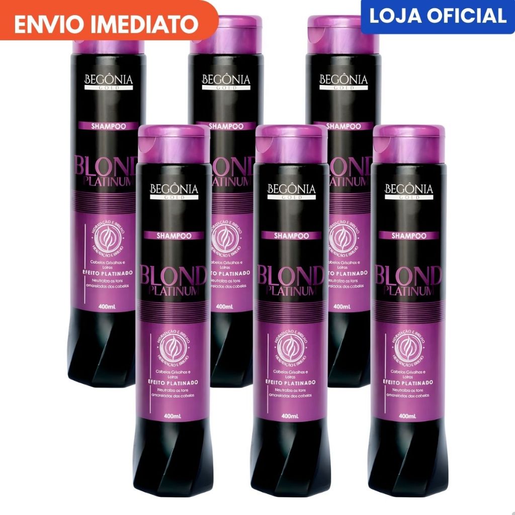 Kit 6 Shampoo Blond Platinum 400ml Matizador Efeito Platinado