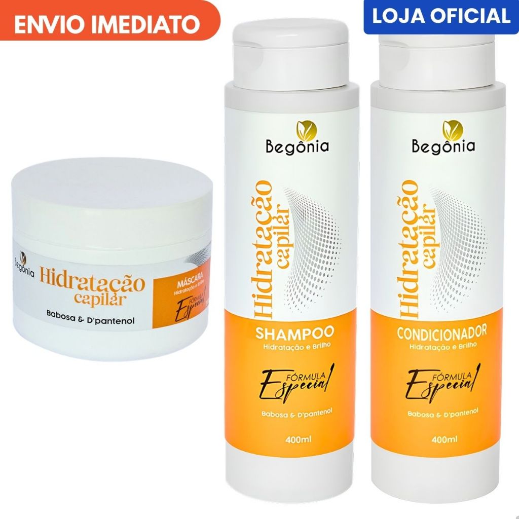 Kit Hidratação Cabelo Babosa D Pantenol Tratamento Capilar Completo