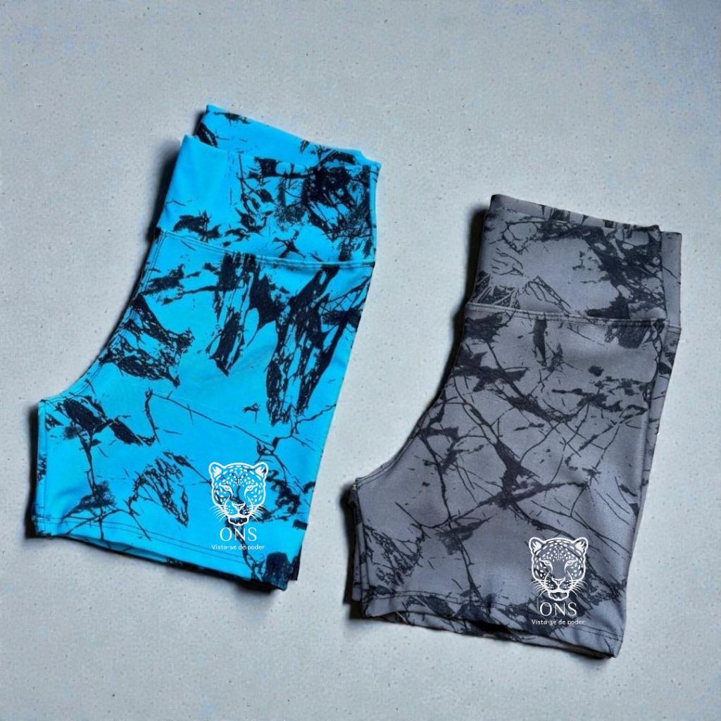 Kit 2 Shorts Feminino Academia Marmorizado Roupa Fitness Treino Ioga Corrida Modelador — imagem 2 de 2