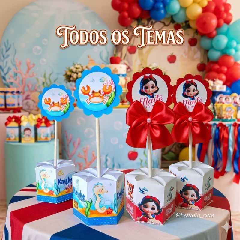 10/15/20/25 MINI CAIXA SEXTAVADA CENTRO DE MESA PERSONALIZADO Pegue e monte  TODOS OS TEMAS FESTA ANIVERSÁRIO