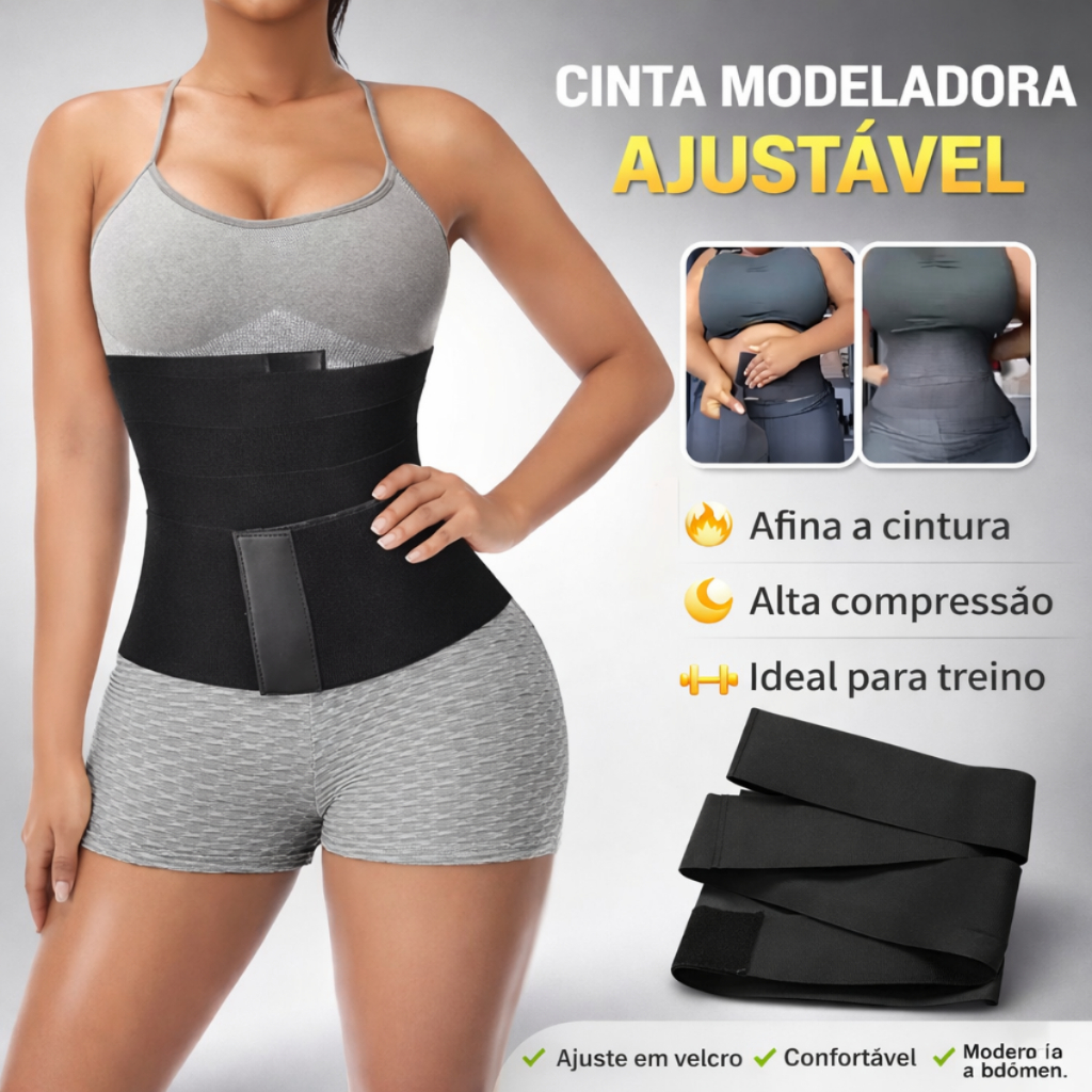 Cinta Faixa Redutor De Medidas E Pós Parto 5M Ajustável Modeladora Corporal Preta em Oferta na Shopee