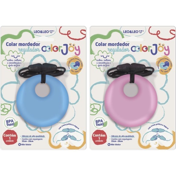 1 Unidade Colar Mordedor Sensorial Color Joy Cores Sortidas Leo&Leo Leonora Anti Ansiedade Regulação