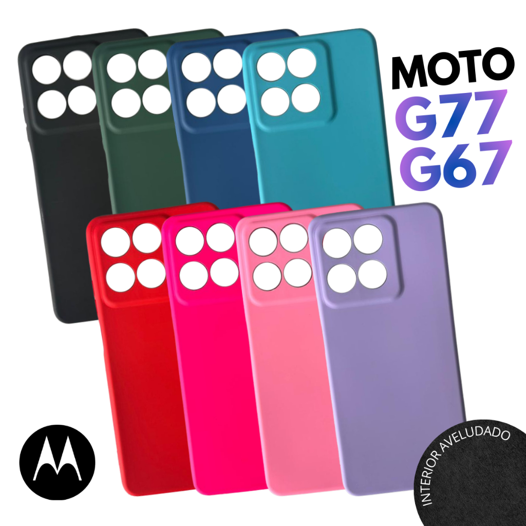 Capa Aveludada Para Moto G77 / G67 - Capinha Protetora Colorida 2026