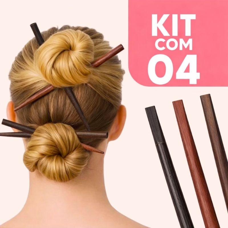 Kit 4 Palitos de Cabelo Coquinho Feminino Acessório Elegante Prático e Estiloso