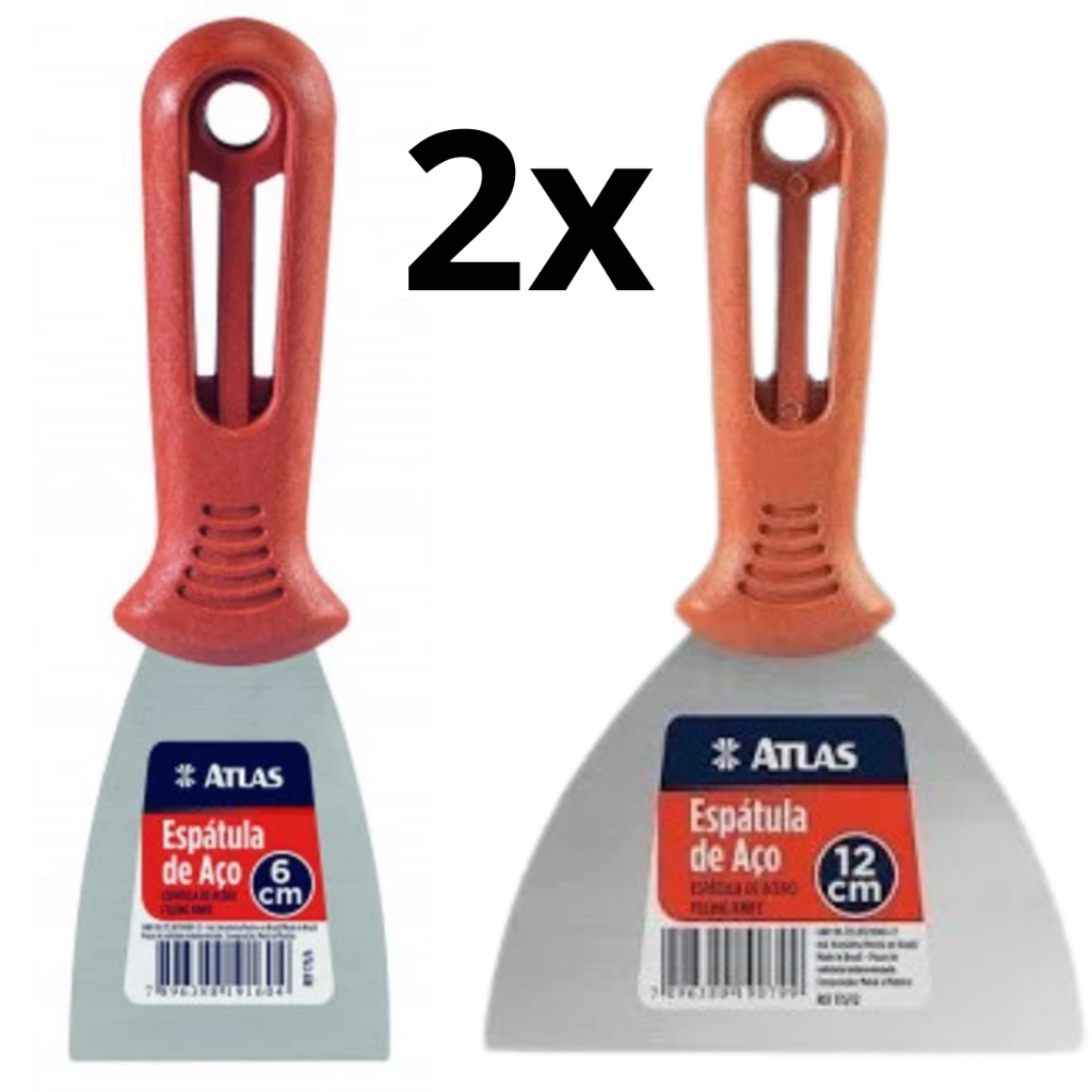 kit com 02 Espátulas de Aço 175/6 e 175/12 Atlas