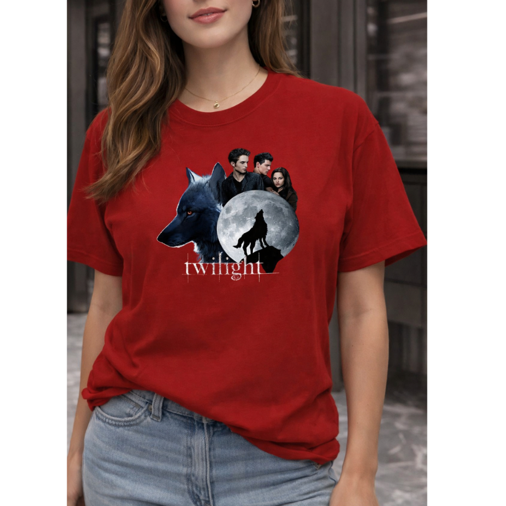 Camiseta Twilight Saga Lua e Lobo – Camiseta 100% algoodao7909206533936 Unissex Filme Vampiros e Lobisomem Estampa Geek