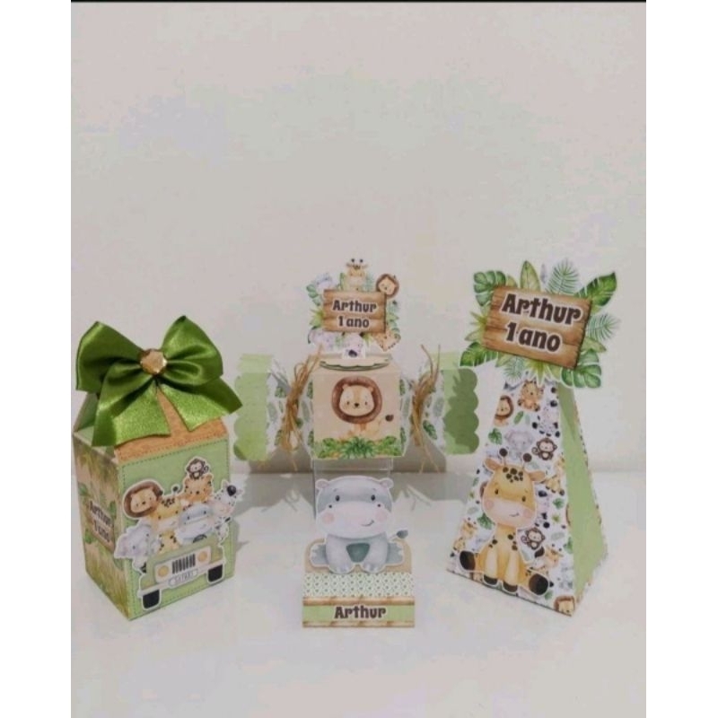 Kit Personalizado SAFARI MENINO- 30 Peças- Aniversário| Festa Infantil- Personalizados- Chá de Bebê | Mesversários