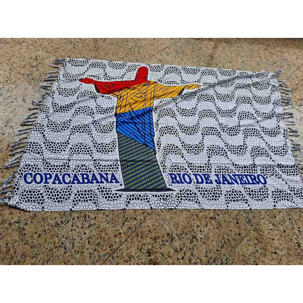 Canga de Praia Copacabana Rio de Janeiro Premium – Calçadão Carioca com Cristo Redentor