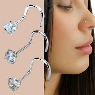 Piercing Nostril Nariz Coração Bolinha Estrela Aço Cirúrgico Ponto de Luz Delicado e Antialérgico em Oferta na Shopee