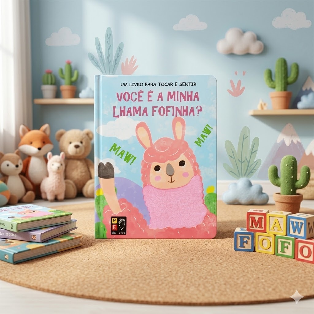 Livro infantil Toque e Sinta Textura Sensorial Capa Dura Você é Minha Lhama Fofinha