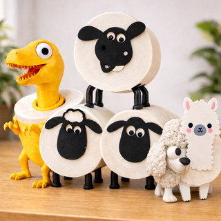 Suporte de Papel Higiênico Shaun Ovelha Carneiro Dinossauro Decoração de Banheiro