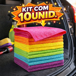 Kit 10 Panos De Limpeza Microfibra Multiuso Alta Absorção Premium em Oferta na Shopee
