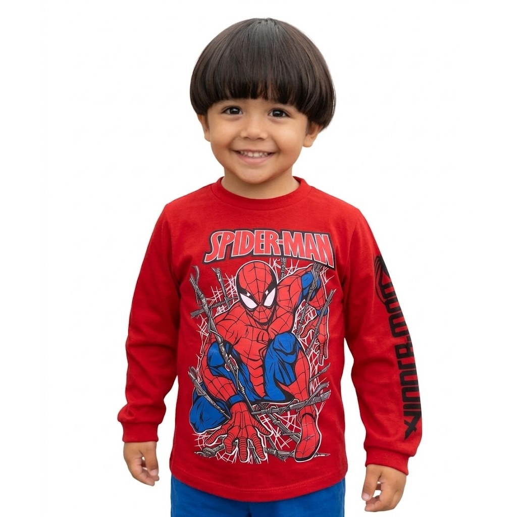 Camiseta Manga Longa Infantil Homem-Aranha em Algodão Blusa Infantil Manga Longa Personagens em Oferta na Shopee