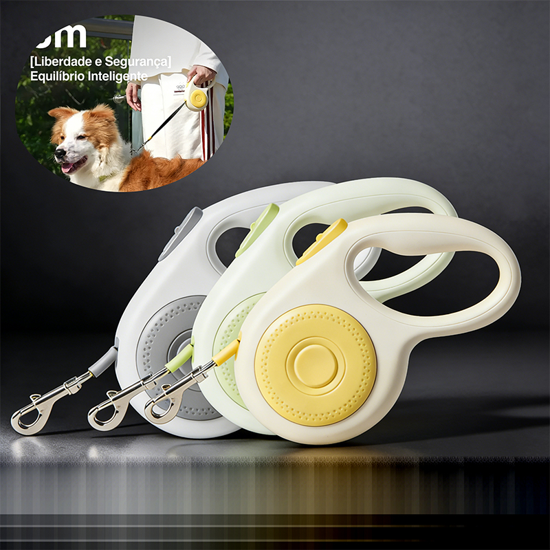 Guia Retrátil para Cães 3m e 5m | Com Botão de Trava e Controle no Passeio-z16