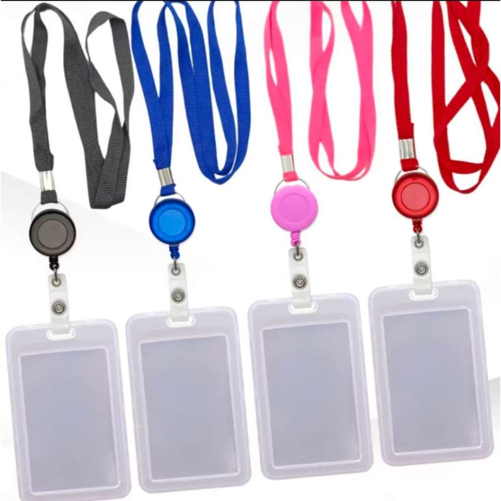 [KIT 1-3-5] Cordão com Porta Crachá Vertical Duplo e Roller Retrátil em Oferta na Shopee